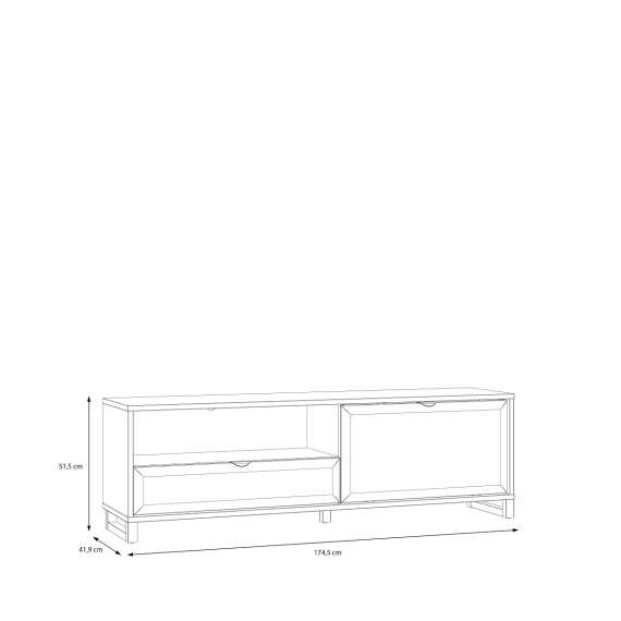 Tv-benk Mareda - 175x52 cm - 1 dør - 1 skuff - eik valencia - sand matt