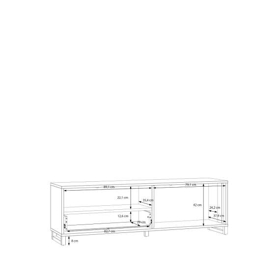 Tv-benk Mareda - 175x52 cm - 1 dør - 1 skuff - eik valencia - sand matt