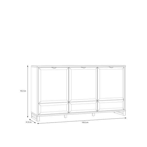 Skjenk Mareda - 170x93 cm - 3 dører - eik valencia - sand matt - innvendige skuff