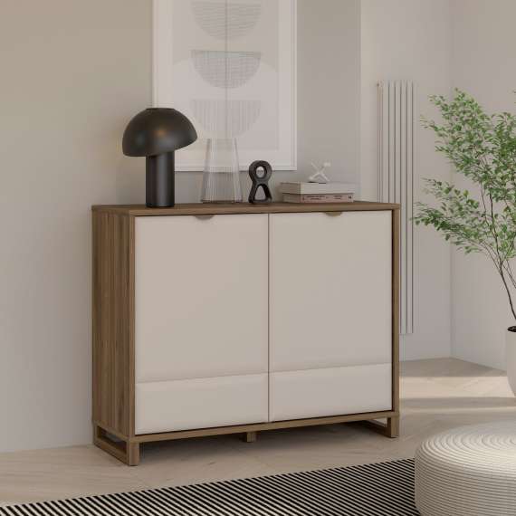 Skjenk Mareda - 114x93 cm - 2 dører - eik valencia - sand matt - innvendige skuff