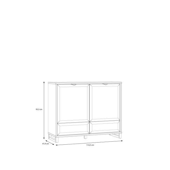 Skjenk Mareda - 114x93 cm - 2 dører - eik valencia - sand matt - innvendige skuff