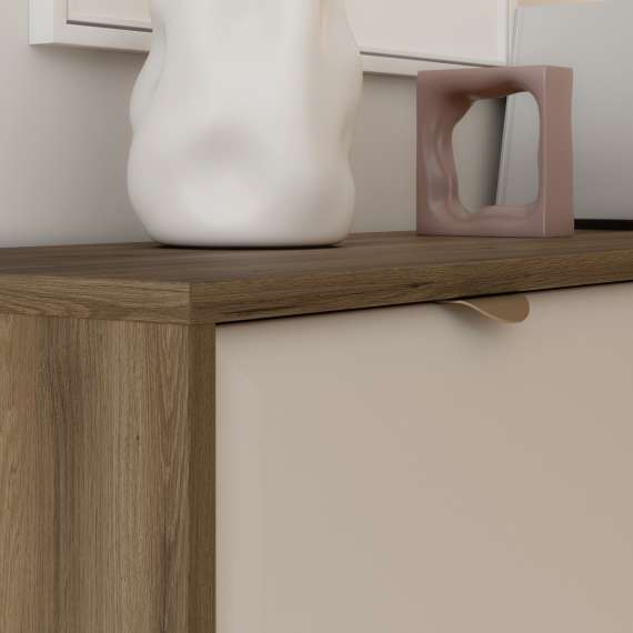 Skjenk Mareda - 114x93 cm - 2 dører - eik valencia - sand matt - innvendige skuff