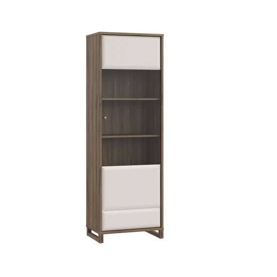 Vitrineskap Mareda - 65x196 cm - 1 dør - eik valencia - sand matt