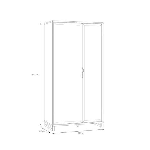 Garderobeskap Mareda - 100x196 cm - 2 dører - eik valencia - sand matt