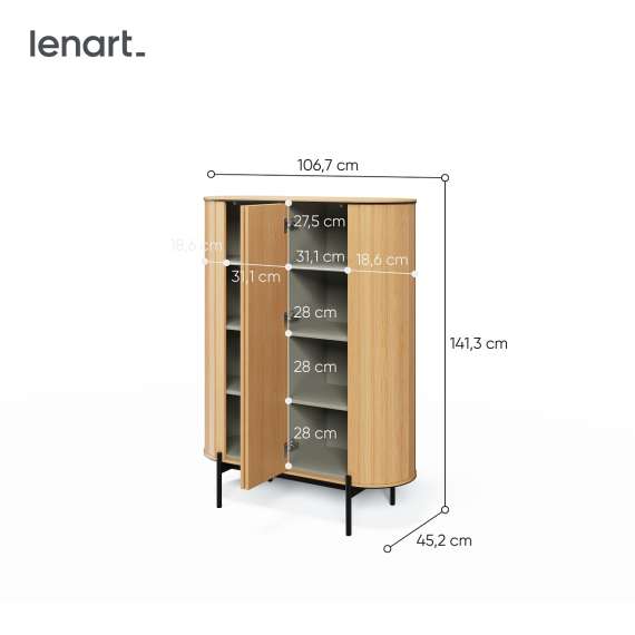 Skap Rotto 107x142 cm - eik - med hyller