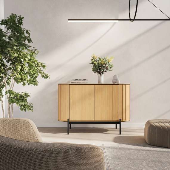 Skjenk Rotto 124x82 cm - eik - med hyller