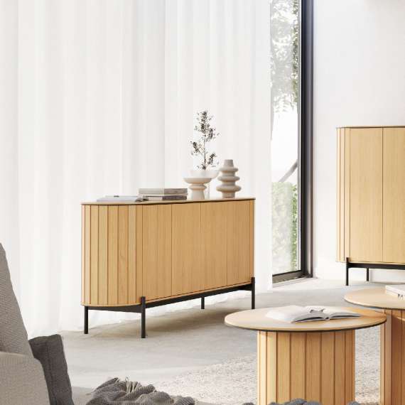 Skjenk Rotto 168x82 cm - eik - med hyller