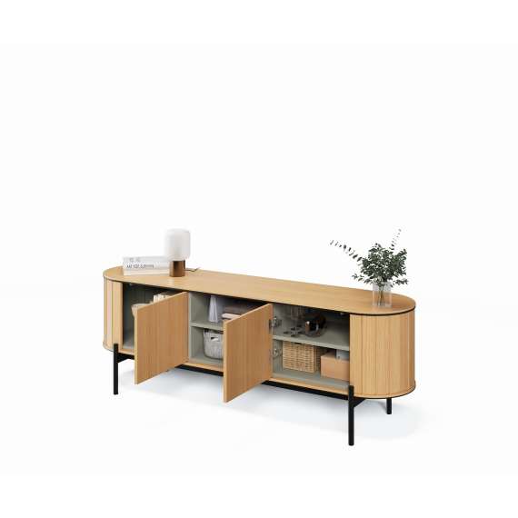 Tv-benk Rotto 168x57 cm - eik - med 2 dører og hyller