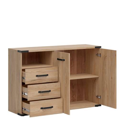 Skjenk Lara 130x88 cm - 2 dører - 3 skuffer - ask