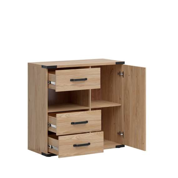 Skjenk Lara 90x88 cm - 1 dør - 3 skuffer - ask