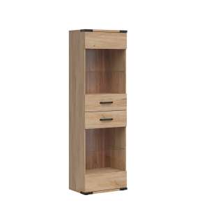 Vitrineskap Lara 60x197 cm - 2 dører - ask - belysning