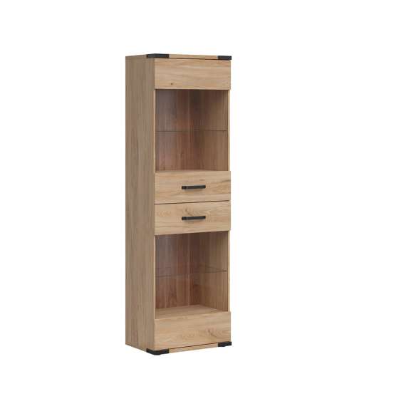 Vitrineskap Lara 60x197 cm - 2 dører - ask - belysning