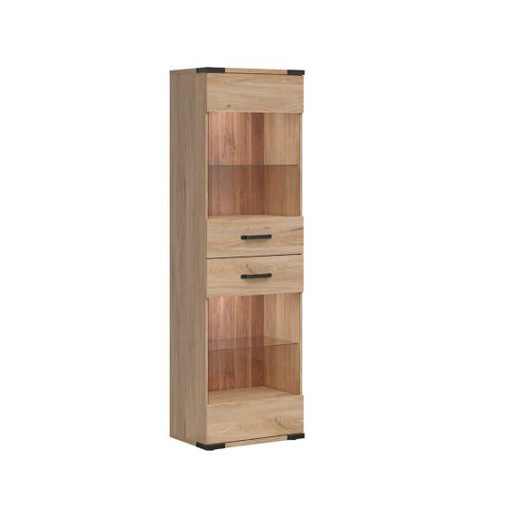 Vitrineskap Lara 60x197 cm - 2 dører - ask - belysning