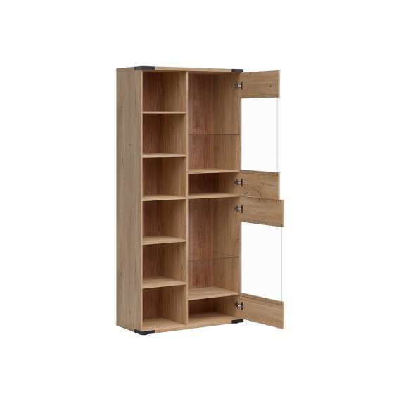 Vitrineskap Lara 90x197 cm - 2 dører - ask - belysning