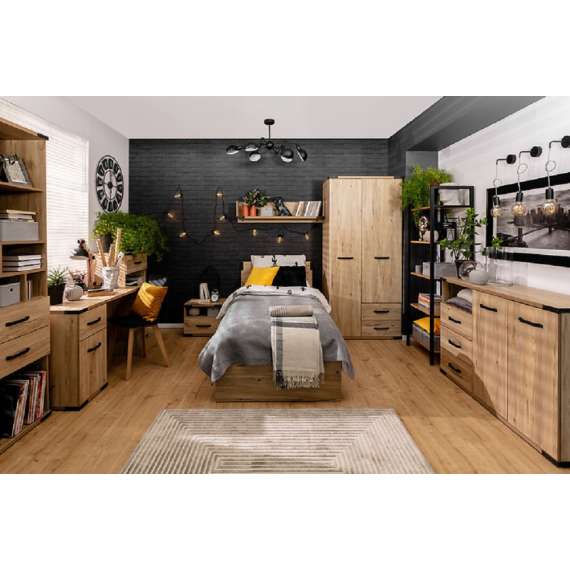 Skrivebord Lara 120x73 cm - 1 skuff - 1 dør - ask