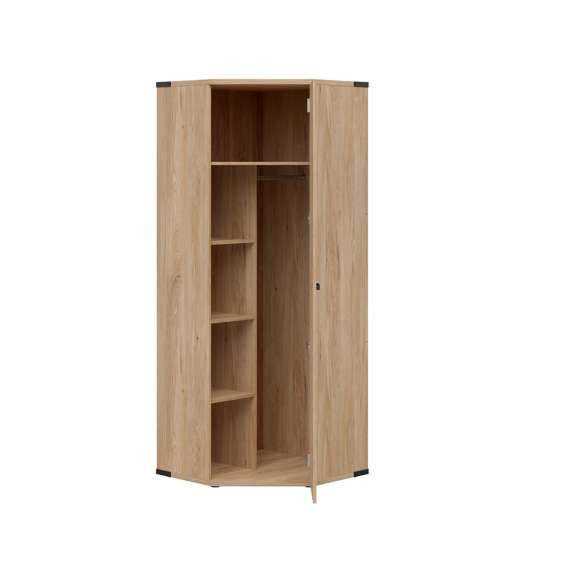 Hjørnegarderobe Lara 75x197 cm - 2 dører - ask