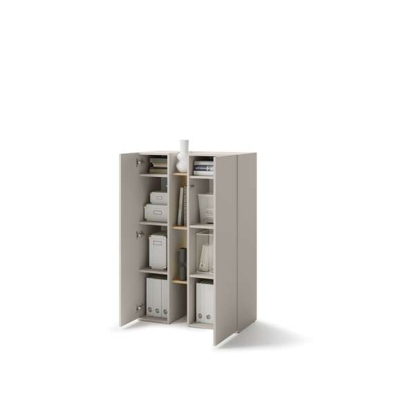 Skap Sigma 85x132 cm - med hyller - cashmere matt