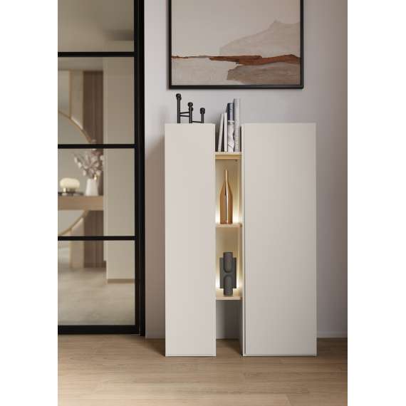 Skap Sigma 85x132 cm - med hyller - cashmere matt