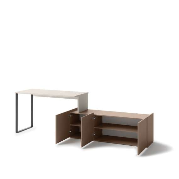 Skrivebord Sigma 126-260x55 cm - cashmere matt - metall ben