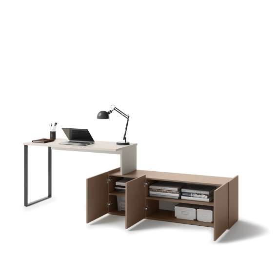 Skrivebord Sigma 126-260x55 cm - cashmere matt - metall ben