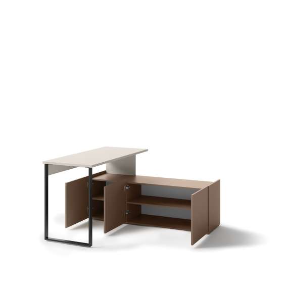 Skrivebord Sigma 126-260x55 cm - cashmere matt - metall ben