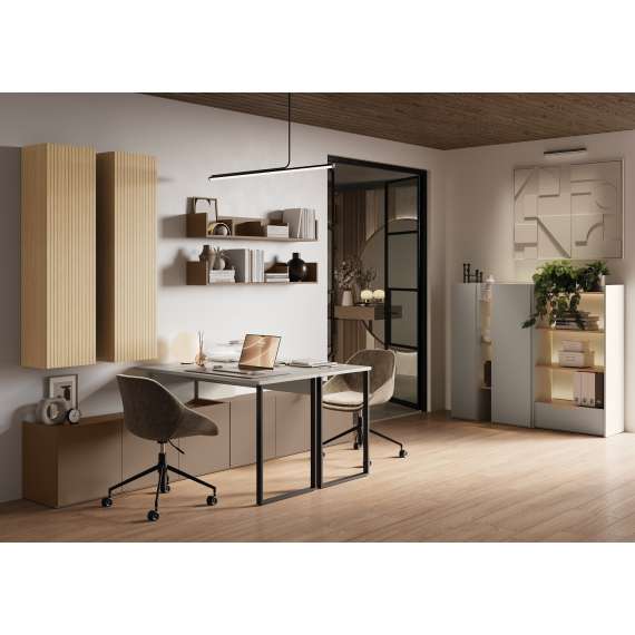 Skrivebord Sigma 126-260x55 cm - cashmere matt - metall ben