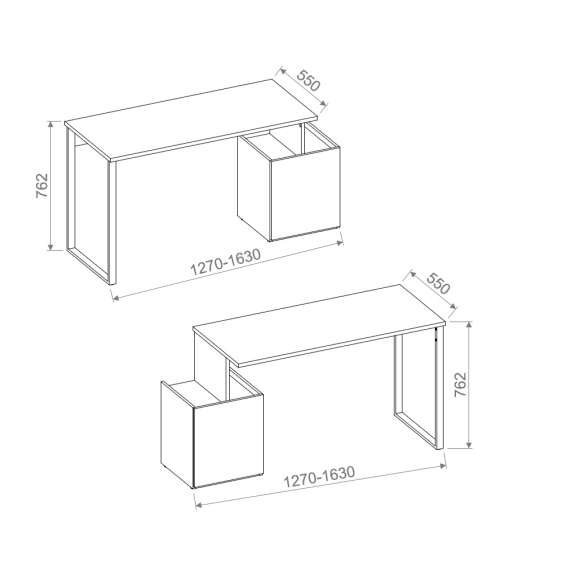 Skrivebord Sigma 163x55 cm - cashmere matt - metall ben