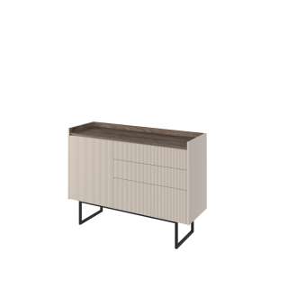 Kommode Lago 118x86 cm - beige matt - 1 dør og 3 skuffer