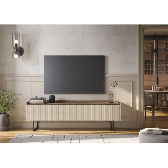 Tv-benk Lago 166x60 cm - beige matt - 4 dører