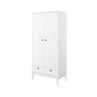 Garderobeskap Femmi 92x202 cm - hvit matt - 2 dører - 2 skuffer