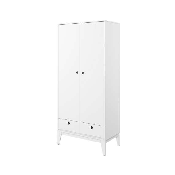 Garderobeskap Femmi 92x202 cm - hvit matt - 2 dører - 2 skuffer