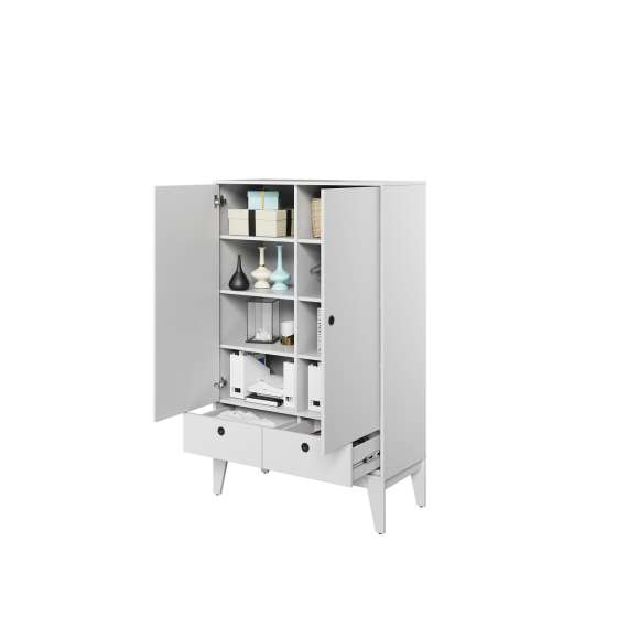 Skap Femmi 92x147 cm - hvit matt - 2 dører - 2 skuffer