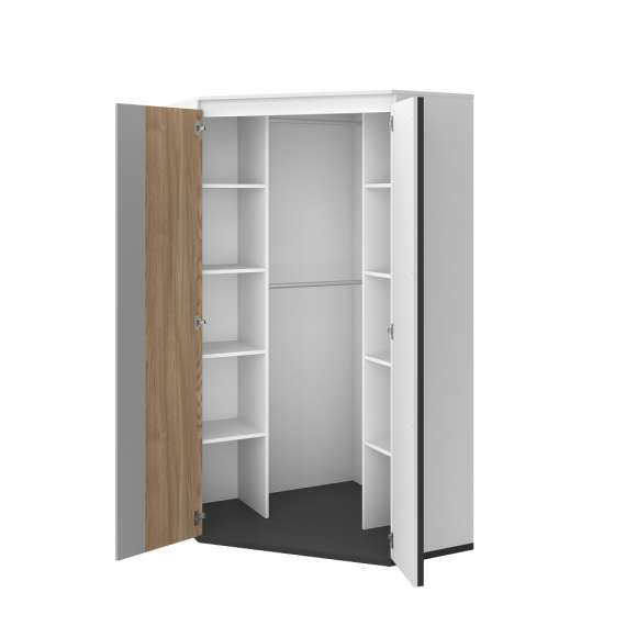 Hjørnegarderobe Imola 95x95x198 cm - hvit