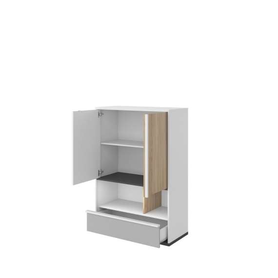 Skap Imola 90x130 cm - hvit - med skuffer og hyller