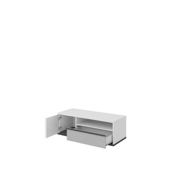 Tv-benk Imola 120x40 cm - hvit - med skuff og skapdør