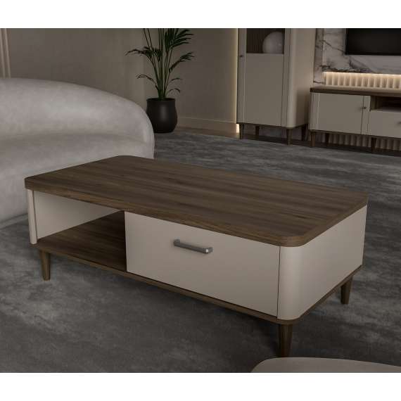 Sofabord Lacetti 120x60 cm - 1 skuff -  eik valencia - beige sand -