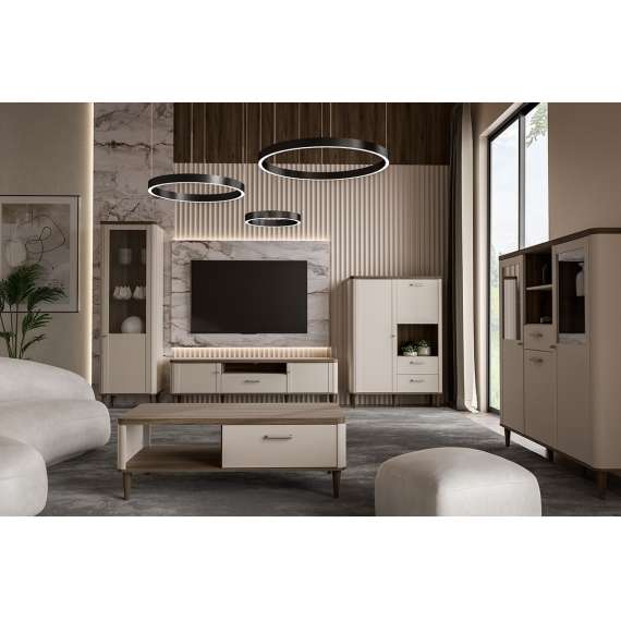 Sofabord Lacetti 120x60 cm - 1 skuff -  eik valencia - beige sand -