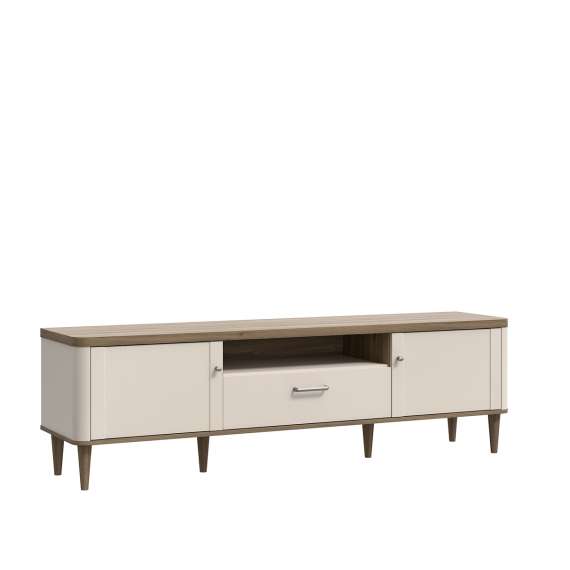 Tv-benk Lacetti 180x53 cm - 1 skuff - 2 dører -  eik valencia - beige sand - avrundede kanter