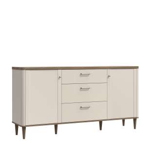 Skjenk Lacetti 180x92 cm - 3 skuffer - 2 dører -  eik valencia - beige sand - avrundede kanter