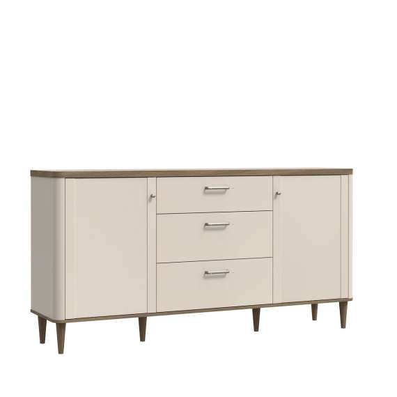 Skjenk Lacetti 180x92 cm - 3 skuffer - 2 dører -  eik valencia - beige sand - avrundede kanter