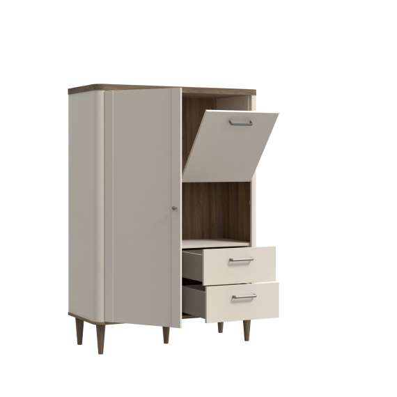 Skap Lacetti 100x143 cm - 2 skuffer - 2 dører -  eik valencia - beige sand - avrundede kanter