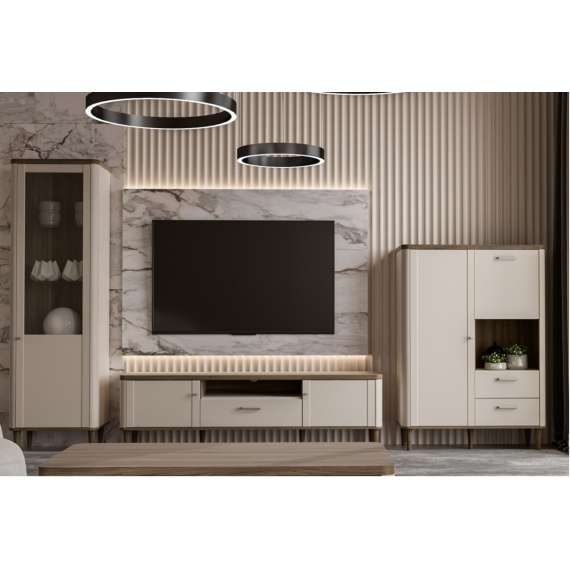 Skap Lacetti 100x143 cm - 2 skuffer - 2 dører -  eik valencia - beige sand - avrundede kanter