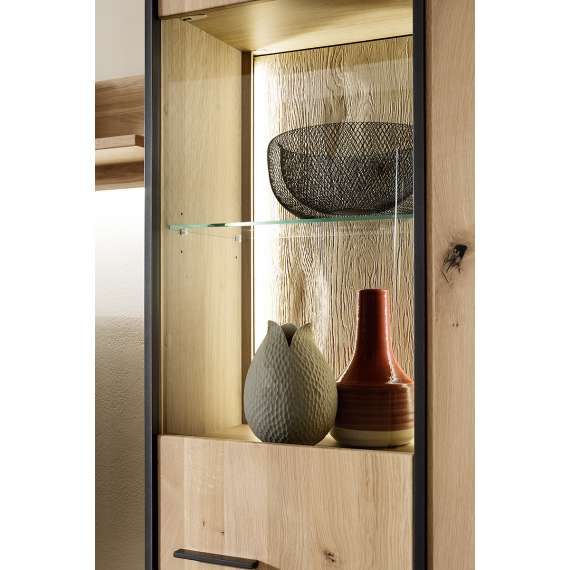 Vitrineskap Campinas 90x209 cm - eik - ferdigmontert