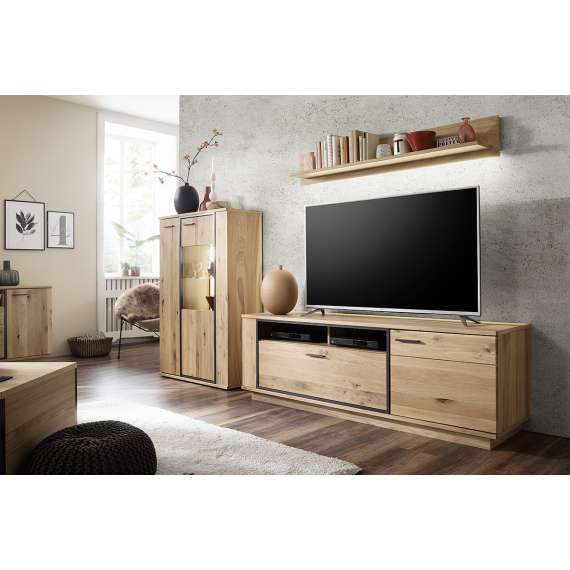 Vitrineskap Campinas 90x142 cm - eik - ferdigmontert