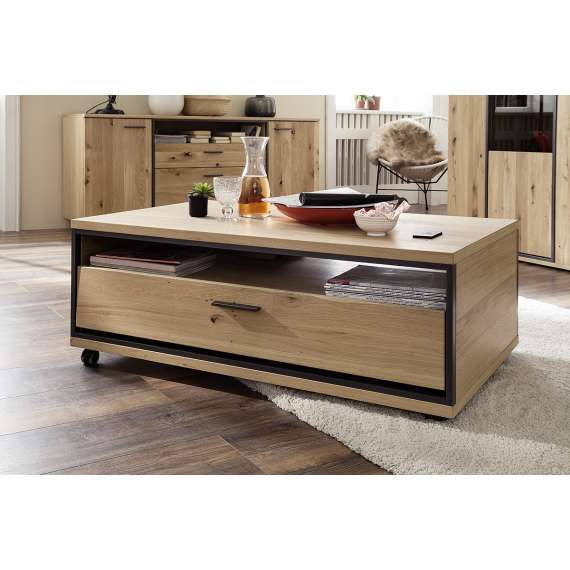 Stuebord Campinas 115x70 cm - eik - med oppbevaringsskuff