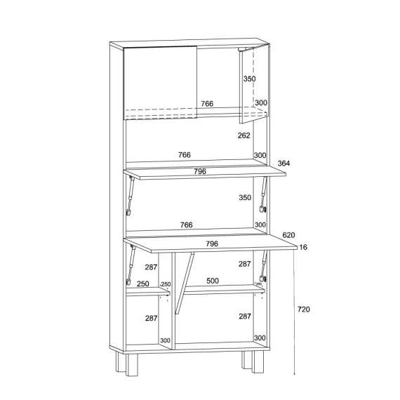 Skap med skrivebord Homla 80 cm - eik sonoma