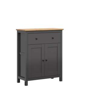 Skjenk Hesen 101x121 cm - 2 dører - 1 skuff - grafitt - eik artisan
