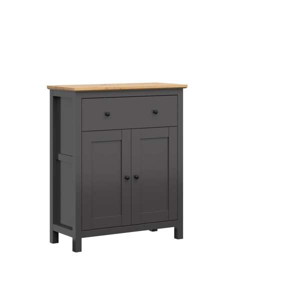 Skjenk Hesen 101x121 cm - 2 dører - 1 skuff - grafitt - eik artisan