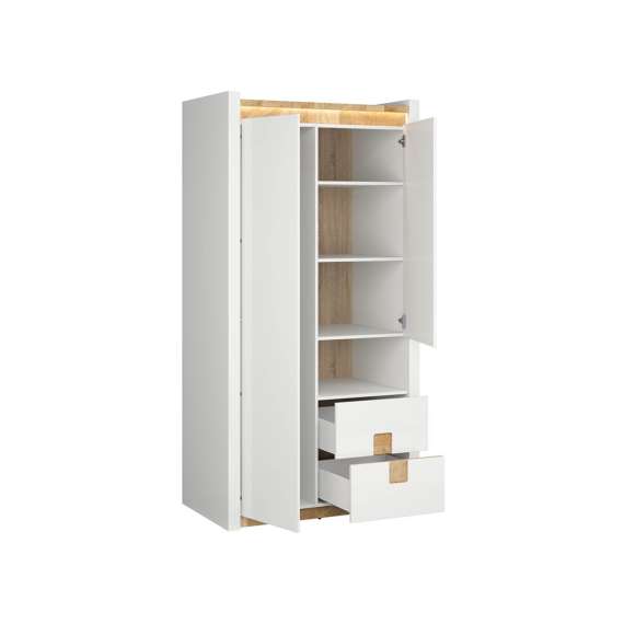 Garderobeskap Alameda 102x201 cm - 2 dører - 2 skuffer