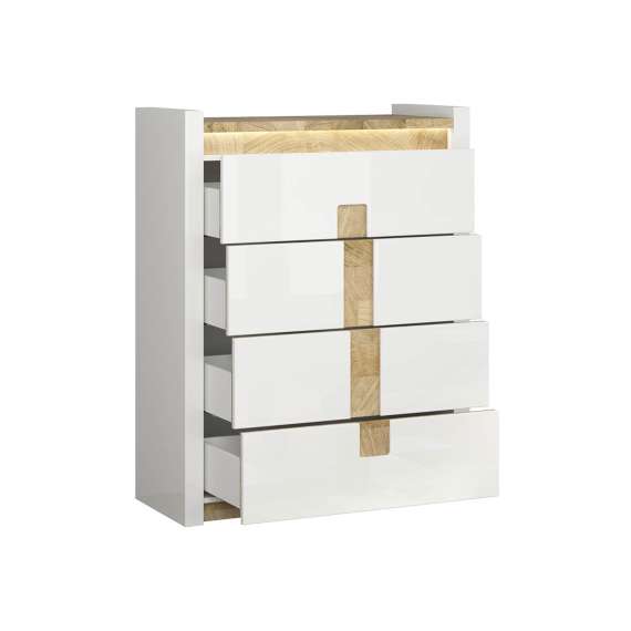 Kommode Alameda 97x123 cm - 4 skuffer - med belysning